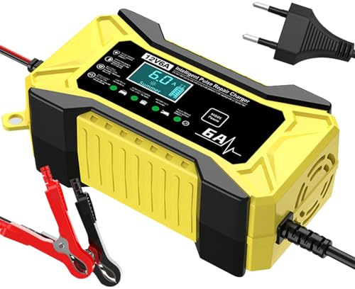 Fierudeng Cargador De Para Batería De Automóvil 12V,Portátil 12V Mantenedor Inteligente De Acumulador | Electrónica Automotriz Con Pantalla LCD Y Compensación De Temperatura Para Vehículos Recreativos
