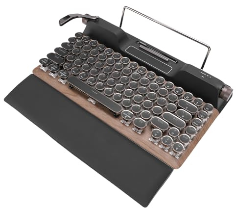 Gugxiom Teclado Mecánico, Teclados de Computadora Bluetooth 5.0 con Interruptores Azules de 84 Teclas, Tecla Redonda Punk, Retroiluminación RGB, Teclado Mecánico de Máquina de Escribir