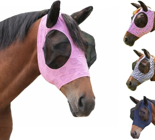 netproshop Flugmask superbug flughuva med öron och öppning för pannhår shetty till XL-fyllning, storlek: ponny, färg: körsbärsrosa