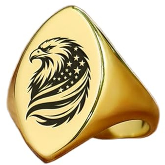 Bague aigle taille marquise | Argent sterling 925 plaqué or | Bijou cadeau, chevalière style vintage, bijou hypoallergénique fait main | LK_PDR_01395