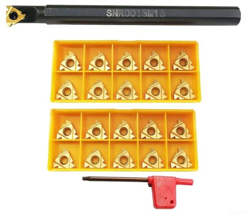 Lathe Tool Holder, SNR0013M16 CNC Turning Tool Set with T15 Wrench and 21pcs 16IR AG60 Carbide Inserts, Internal Threading Boring Bar for Metal Machining