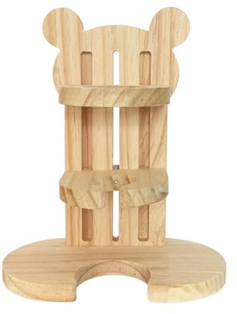Toyvian Soporte para Tetera de Hámster de Madera Natural, Estante Ajustable Antideslizante para Botellas Pequeñas de Agua, Base Estable para Animales Pequeños como Conejos y Cobayas