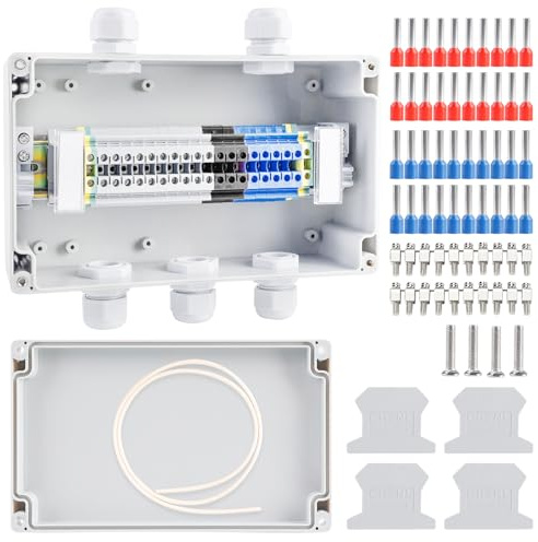 Abzweigdose IP68 Wasserdicht, Anschlussdose 2 in 3 Raus, Verteilerdose Aufputz, ABS Abzweigdose Aufputz-Abzweigkasten Garten, Elektroanschlusskasten für DIY Projekte Feuchträume Boden