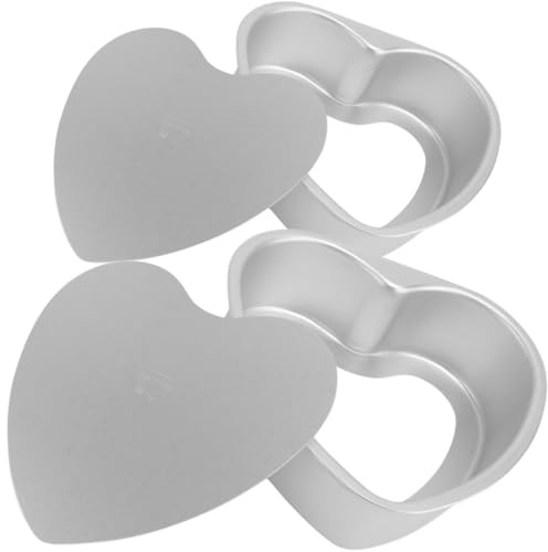 MAGICLULU Set 2pezzi Tortiera Forma di Cuore in Lega di Alluminio con Fondo Apribile, Facile da Trasportare e Conservare per Casa e Pasticceria Professionale