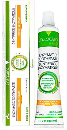 Vetoquinol Enzadent Enzymatic Toothpaste for Cats & Dogs – 3.2 oz, Poultry Flavor – Triple Enzyme Formula for Healthy Teeth & Gums – Oral Dental Care: Removes Plaque, Polishes Teeth & Freshens Breath