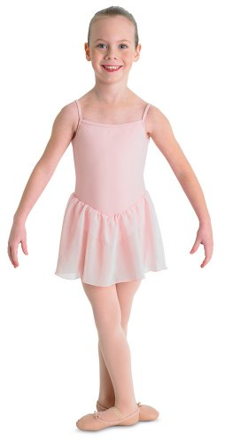 Kinder Ballettanzug, ROSA, Spaghettiträger, mit langem Voile-Röckchen
