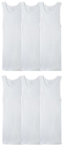 Fruit of the Loom Men's Tag-Free Tank A-Shirt, White, Small
