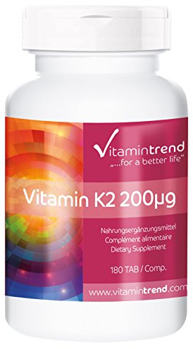 Vitamintrend Vitamin K2 200µg, 180 Tabletten, Nahrungsergänzungsmittel vegan ohne Magnesiumstearat, in Deutschland hergestellt