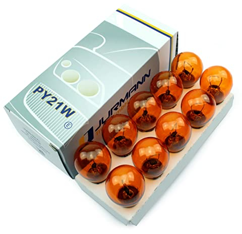 Jurmann Trade GmbH 10 Stück PY21W BA15s 21W Gelb 12V Blinkerbirne KFZ Beleuchtung LONGLIFE Glühlampe Glassockellampe Glühbirne Soffitte Autolampen