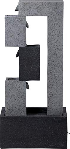 dobar® 96150e Großer Design Gartenbrunnen Mars | Terrassenbrunnen mit LED-Beleuchtung | Wasserfall aus Polyresin | Springbrunnen Outdoor | Dekorativer Zierbrunnen | 40,5 x 21,5 x 90,5 cm
