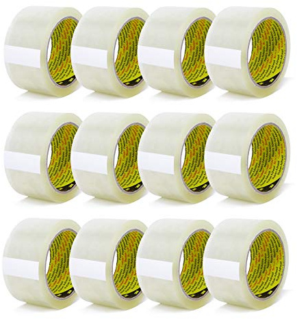 3M Scotch 305 PP - Cinta adhesiva para embalar (12 rollos, calidad 3M, 66 m x 50 mm), transparente