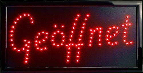 LED Leuchtreklame Werbung, LED Schild, Leuchtschild Noyan® (Geöffnet Rot)