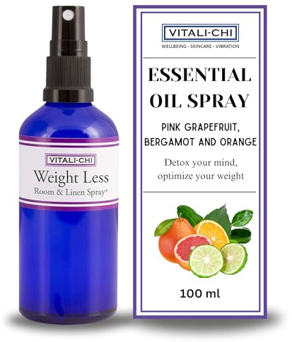 Gewicht weniger Raum, Leinen- und Kissen-Spray, 100 ml – verlieren Sie Gewicht während Sie schlafen – hergestellt mit reinen ätherischen Ölen, rosa Grapefruit, Bergamotte und Orange.