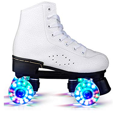 DLLY Rollschuhe, Klassische Roller Skates Für Männer, Frauen, Für Mädchen/Jungen/Kinder/Anfänger, Indoor- Und Outdoor-Sportarten, Wettkämpfe, Bequeme, Atmungsaktive Skating-Schuhe,White(b),43