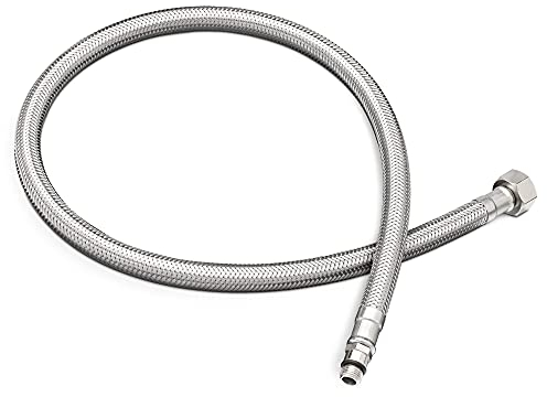 Navaris Stahlflex Schlauch Armaturenanschluss - G3/8 Zoll x M10 x 70cm x 1 AG - Wasserhahn Armatur 3/8 Anschlussschlauch - Verbindungsschlauch