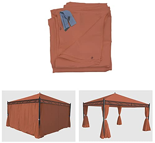 Juego de 4 paneles laterales para pérgola Cádiz, de repuesto, 4 x 4 m, poliéster, color marrón terracota