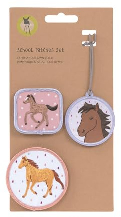 LÄSSIG Anhänger und Patches Set (3 Stk.) mit Druckknopf/School Patches Set Horse