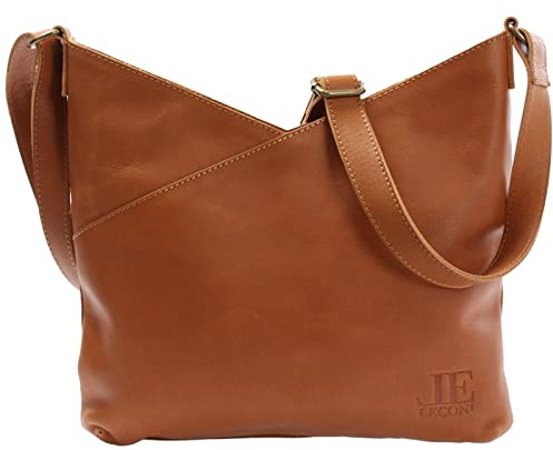 LECONI Schultertasche Damentasche Umhängetasche natur weiche Ledertasche Handtasche Damen Leder 32x29x3cm LE0065
