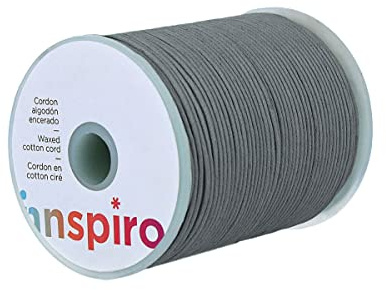 INNSPIRO Cordoncino cotone cerato fine verde grigio 1,5 mm. 100 m.