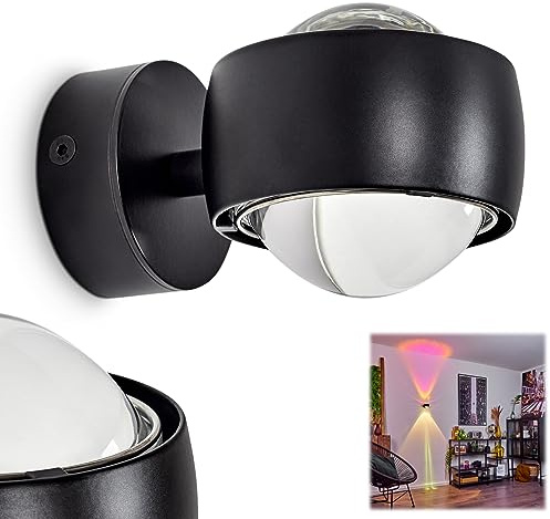 Wandleuchte Sapri, moderner Wandstrahler aus Metall/Glas in Schwarz/Klar, 1 x G9, ohne Leuchtmittel, Wandspot mit tollem Lichteffekt, Up&Down Leuchte, Lieferumfang: 1 x Farbfilter magenta