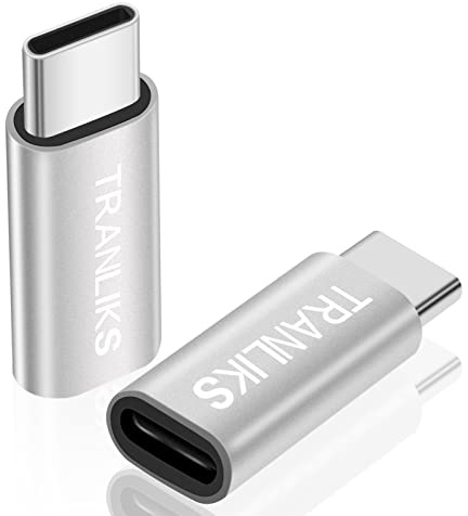 TRANLIKS Adaptador USB C a Lightning, 2 Piezas Adaptador Lighting Hembra a USB C Macho Solo para Cargar(el Audio de los Auriculares no es Compatible)