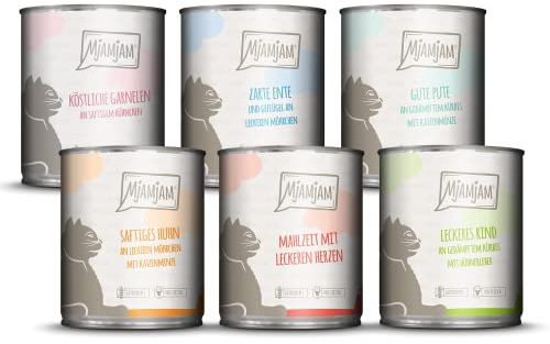 MjAMjAM - Premium Nassfutter für Katzen - Probierpaket, 6er Pack (6 x 800 g), getreidefrei mit extra viel Fleisch