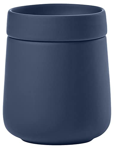 Zone Denmark Nova One Aufbewahrungsbox mit Deckel, Keramikdose zur Aufbewahrung von Badutensilien wie Wattepads & Wattestäbchen, Durchm. 8,4 cm, Höhe 10 cm, Fassungsvermögen 290 ml, Royal Blue