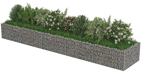 Keketa Gabion Raised Bed in Galvanised Steel Gabion with Bed Gabion Stone Basket Planter Gabion Steel Metal Planter Gabion Large 450 x 90 x 50 cm