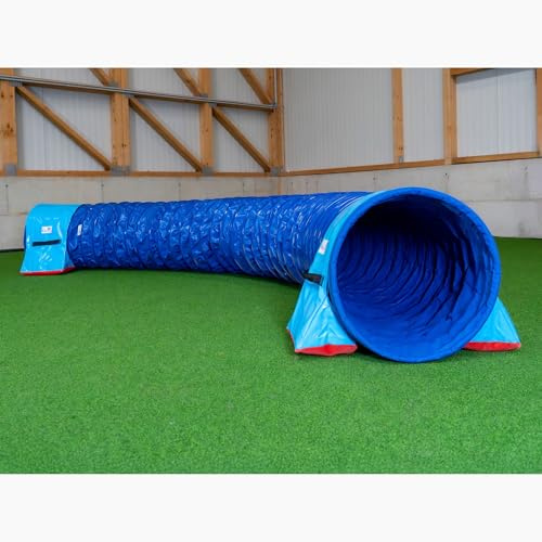 Callieway® Dog Agility Tunnel Turnier 60 cm de diamètre, 360° FullGrip (6 m, bleu/bleu)
