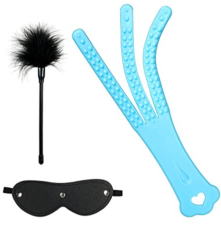 WEIMOB Fouet en silicone Fouets érotiques Fessée érotique Paddle Fessée Couple Flirter Abus sexuels Jouets sexuels avec chatouilleur de plumes Amour Plume Masque pour les yeux