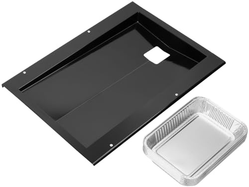 DELSbbq 69804 Grease Tray with 10-Pcs 6415 Drip Pan Liner for Weber Spirit 300 Series, Catch Pan Replacement for Weber Spirit E-310 E-320 E-330 S-310 S-320 S-330 Grills 2013 and Newer