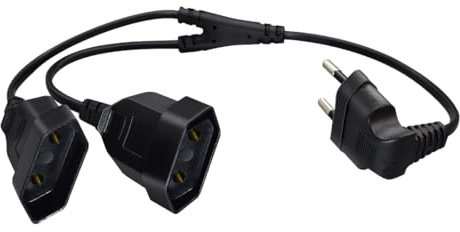 HuaLiSiJi Cable de extensión 2,5 A, 250 V, para enchufe europeo, toma plana, electrodomésticos, TV, PC (45 cm, 90°)