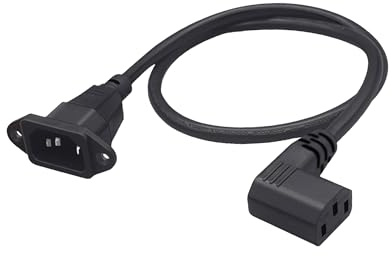 JSADZKJ 90 Degree IEC320 C13to C14 Panel Mount Power Cable Left Angle C13 Female to C14 Male Power Supply Extension Cord C14 to C13 Power Plug Converter Adapter for Monitors Computers 0.6m