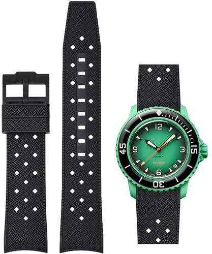 Niziruoup Silikon Armbander für Blancpain Swatch, 22mm Gebogenes Tropischer Weiches Silikonkautschuk Armband Ersatzband 22mm für Blancpain x Swatch Herren Damen mit Werkzeug entfernen