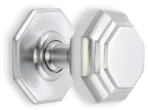 Infinity Decor Solid Brass Octagonal Centre Door Knobs Large - Satin Chrome Dummy Door Pull Handles for External and Internal Use.