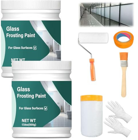 LAMXIN Pintura de vidrio esmerilado de 1000 g con herramientas, spray de vidrio esmerilado para superficies de baño, cocina, oficina, puerta corredera