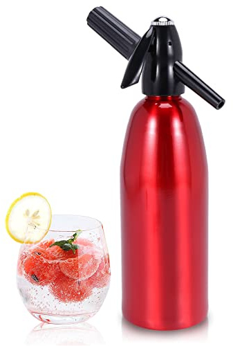 Soda Siphon, Sprudelwasser Maschine 1L, Seltzer Wasser Maker, Tragbare Aluminium Mini Soda-Maschine zur Herstellung, Home Kohlensäurehaltiger Getränke-Sprudelwasserbereiter