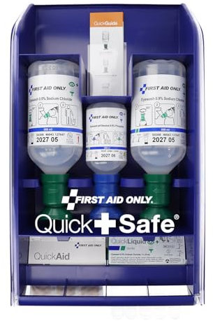 First Aid Only QuickSafe Basic Erste-Hilfe-Station | Notfallstation mit Grundausstattung für Augen- und Schnittverletzungen | hygienisch, staubgeschützt, einfach zu befüllen | P-44026 00