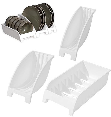 Organizador de placas para el armario de cocina 3pcs Cena del plato Rack de secado de plástico Organizador de gabinete de cocina para platos Almacenamiento vertical de almacenamiento, soporte de plac