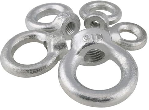 LLXTJJY Standard-Ösenmutter Hebeösenmutter-Ringe, Mutter, metrisch, Kohlenstoffstahl, verzinkte Schraubringe, Ösenschraube, Hebeösenmutter, Gewinde M6, M8, M10, M12, M16