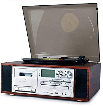 CNBYDK ,Valise Tourne-Disque Bluetooth pour Disque, Platine Vinyle 3 Vitesses et Radio CD Cassette Audio