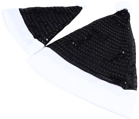 Kuuleyn 2 Stück schwarze Pailletten-Weihnachtsmützen, Weihnachtsmütze, glitzernde Weihnachtsmütze, dekorative weiche Weihnachtsmannmützen für Halloween, Geburtstag, Urlaub, Party,