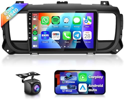 8 CORE 4G+64G Autoradio Android 13 per Peugeot Expert/Citroen Jumpy 3/Toyota Proace 2016-2021, 9 HD IPS Touchscreen co DSP Carplay Android Auto GPS Wi-Fi Bluetooth FM RDS Retrocamera