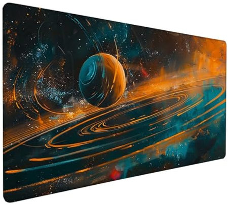 Blau Mousepad XXL 800 x 400 x 3 mm, Groß Gaming Mauspad Abstrakt Muster, Schreibtischunterlage rutschfeste Gummibasis, Wasserfest Mouse Pad Vernähte Kanten, Büro Deko, Geschenke für Frauen Z-938