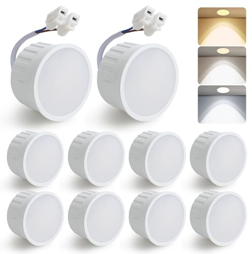 HCFEI LED Modul Ultra Flach ø50x24mm für Einbaustrahler, 5W 450lm 110° 230V, Warmweiß Naturalweiß Kaltweiß, Ersetzt GU10 MR16 Leuchtmittel, Dimmbar, Flackerfreie IP44 Wasserdicht (10 Stück (1er Pack))