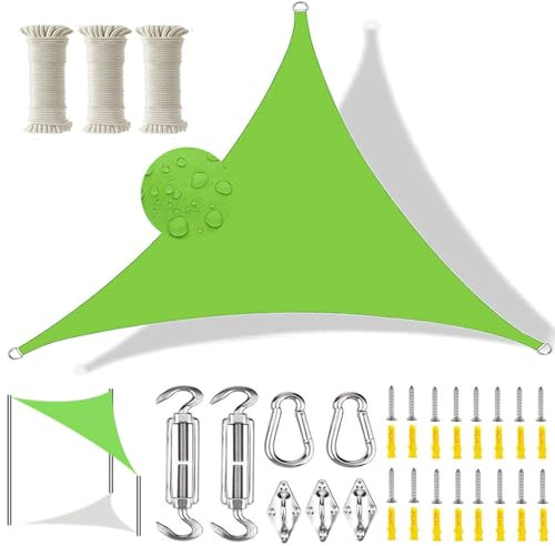 Tenda a Vela Triangolare, Esterno UV 98% Impermeabile Vela ombreggiante,Traspirante Panno Oxford Tenda a Vela per Cortili Giardino terrazza-green||2x2x2M