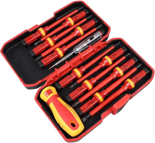 1000V Magnetic Insulated Electrician Screwdriver Set – 13 Piece VDE Certified Electrical Tools Kit for DIY & Professional Use