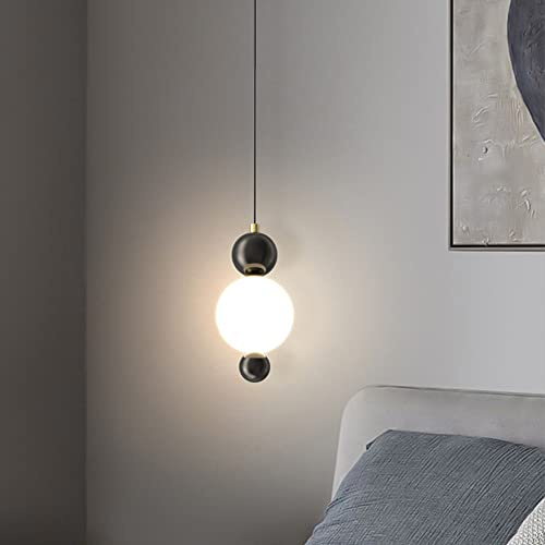 Lámpara Colgante de Isla de Cocina con Globo LED, Moderna lámpara de Techo Colgante de Cobre con Vidrio Blanco, 3 Modos de Color, luminarias suspendidas para Dormitorio y Comedor.