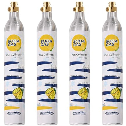 co2 zylinder for soda maker, 4 * 60L Kapazität, Aluminium-Gehäuse mit Sicherheitsventil, Universal-Kompatibel (4)