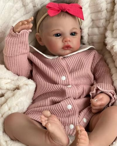 Hserial reborn baby dolls girls lifelike silicone babies 18inch realistic toddler boys look real life newborn open eyes